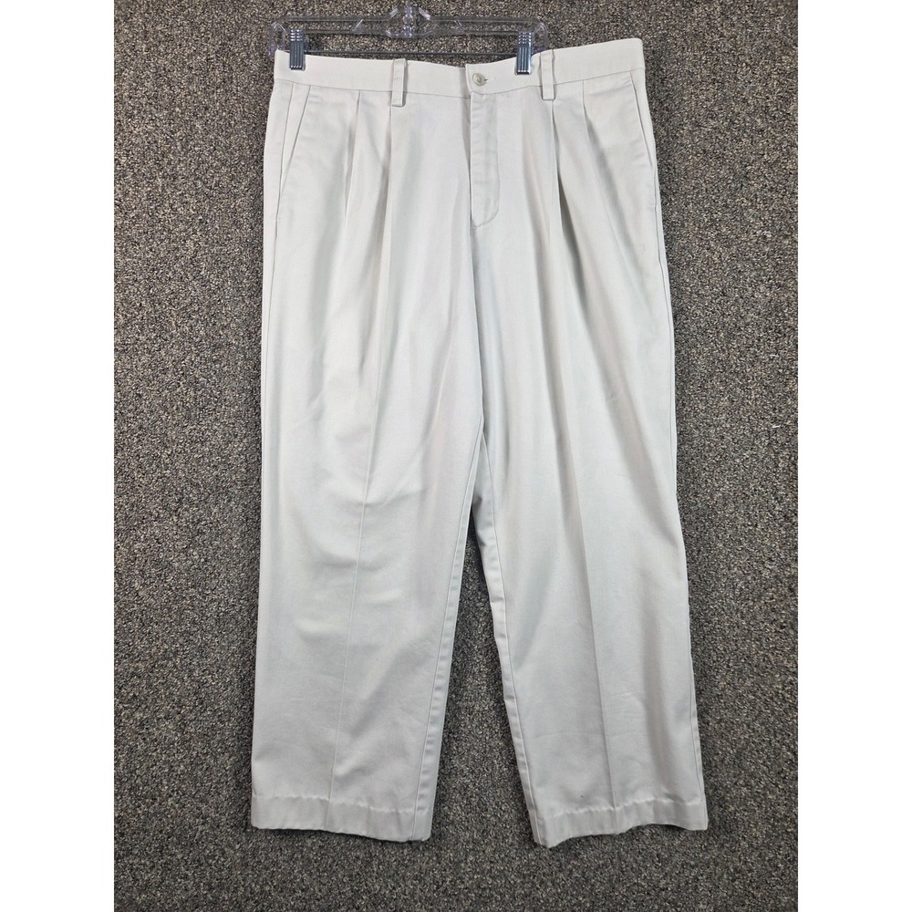 Dockers Pleated Chinos Mens 36x25 Beige Individual‎ Fit Stretch Waist 4044438103